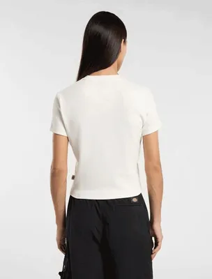 Obrázek produktu pro Tričko s krátkým rukávem Dickies Lewistown Embro, bílé, XS, dámské, bílé, XS