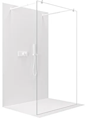Obrázok produktu pre Sprchová zástená Walk-in Onyx Duo, ľavá/pravá - 8 mm - okrúhla nosná tyč - biela matná, priehľadné sklo - 110x200 cm