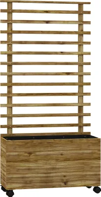 Produktbild von Pflanzkasten mit Spalier, 4 Räder, Naturholz, wetterfeste Lackierung, Naturholz, 76 x 30 x 155 cm