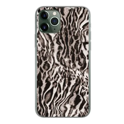 Produktbild von MuchoWow® Handyhülle Schutzhülle Hülle für iPhone 11 Pro Pantherdruck - Formen - Schwarz - Braun Silikon Softcase Handy Hülle - Handy