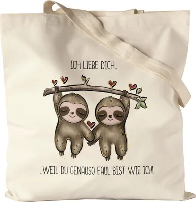 Produktbild von Faultier Genauso Faul Wie Ich Jutebeutel Valentinstag Freundin Freund Süß Geschenkidee Paar Liebe Couple Jahrestag Baumwolle