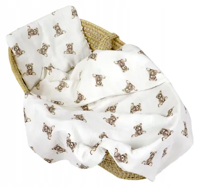 Produktbild von BabyLux Musselin Babydecke Sommer 100x75 cm Bärenmuster