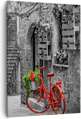 Produktbild von Bild auf Leinwand - Leinwandbild - Einteilig - Rot Fahrrad Allee - 50x70cm - Wand Bild - Wanddeko - Wandbilder - Leinwanddruck - Kunstdruck - Wanddekoration - Leinwand bilder - Wandbild - PA50x70-4410