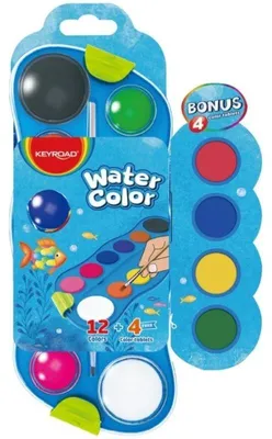 Obrázok produktu pre Barva vodová Keyroad s malířskou paletou, 12+4 barvy