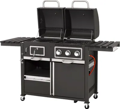 Produktbild von tepro Gas Kohle Kombigrill Toronto, Grillwagen mit Holzkohle- und Gasgrill-Modus, 3 Brenner mit je ca. 2,9 kW Leistung, Piezozündung, Thermometer