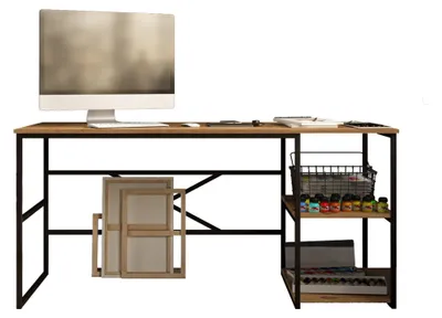 Produktbild von Foppolo - Schreibtisch, 160x60x75h cm Eichenbraun, 3 Regalböden