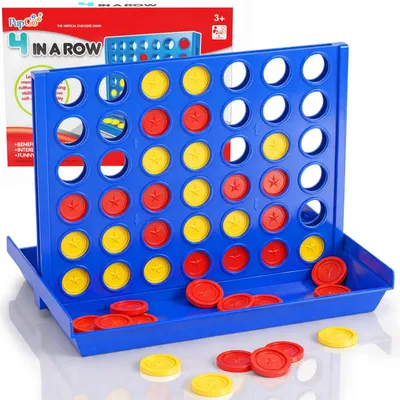 Produktbild von Vier gewinnt Reisespiel Strategiespiel - 4 Gewinnsteine - Klappbar - 6 Ersatzscheiben