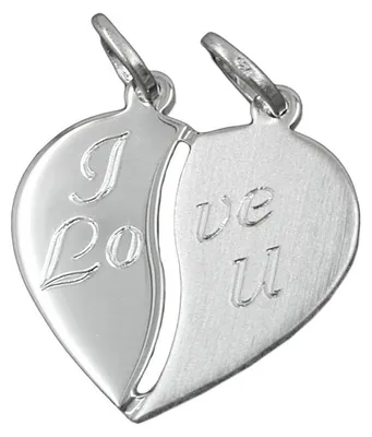 Produktbild von Anhänger Herz mit Gravur I LOVE YOU Partneranhänger 925 Silber Silberanhänger