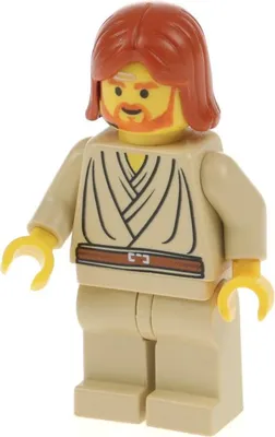 Produktbild von 1x Lego Minifigur Star Wars Obi-Wan Kenobi jung Headset Haare 7143 sw0055