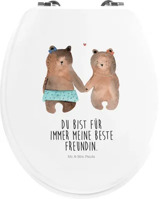 Produktbild von Mr. & Mrs. Panda Klo-Deckel Bär Freundin - Weiß - Geschenk, holz toilettensitz, Klobrille, Teddy, Toilettendeckel, WC-Sitz, WC Brille, klo deckel
