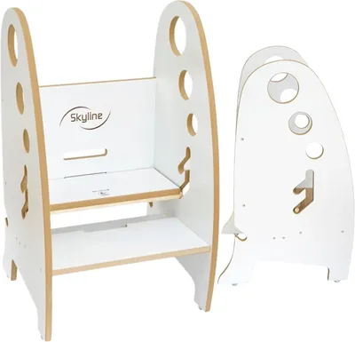 Produktbild von Skyline 3in1 wachsender Tritthocker Kleinkind Turm Helfer, Holz Kleinkind Stehhocker für Badezimmer oder Küche, Anti-Rutsch-Füße, Tragfähigkeit 100kg