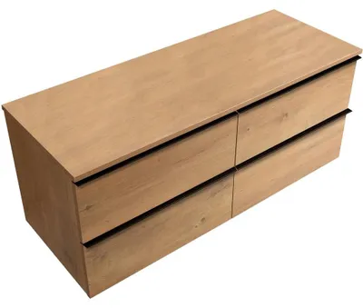 Imagen del producto de Mueble de baño Velora - roble miel, tirador  + tablero para lavabo Navira Slim - 18 mm - 160x54,8x46,5 cm