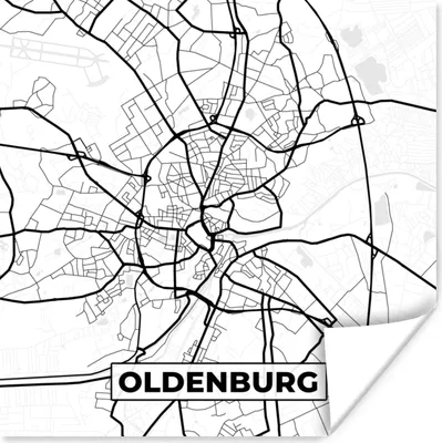 Produktbild von MuchoWow® Poster Stadtplan - Stadtplan von Oldenburg - Karte 75x75 cm - Wand Dekoration