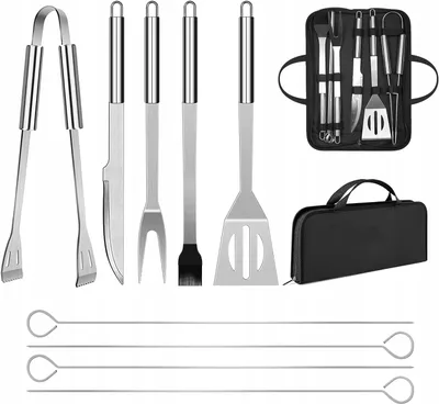 Produktbild von Grillwerkzeug-Set 9-teilig mit Koffer und Zangen