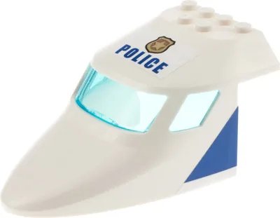 Produktbild von 1x Lego Flugzeug Cockpit 6x10x4 weiß Front Sticker Police Marke 87612 87613pb014