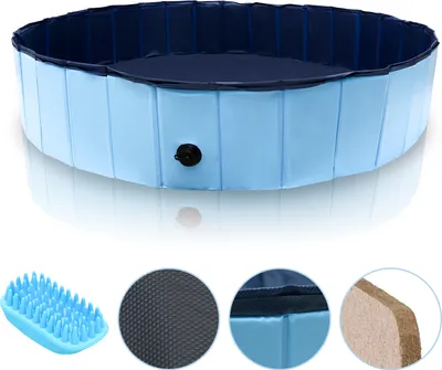 Produktbild von Clanmacy Hundepool Faltbar Pool Schwimmbecken Swimmingpool Hunde Planschbecken Bad Ø 160cm x H 30cm