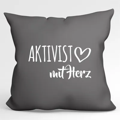 Produktbild von Huuraa Kissenbezug Aktivist mit Herz 40x40cm Steel Grey Baumwolle Dekokissenbezug Geschenkidee
