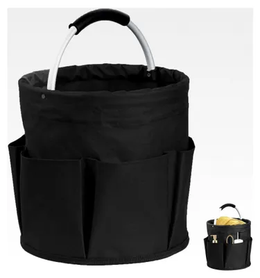 Produktbild von Faltbarer Putzmittel Organizer, Reinigungstasche mit Griff und 6 Seitentaschen, für Picknicks und Gartenaktivitäten, Schwarz