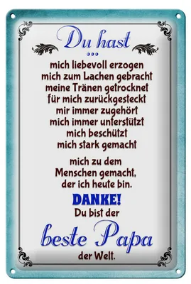 Produktbild von Blechschild Spruch 20x30cm Danke du bist der Beste Papa