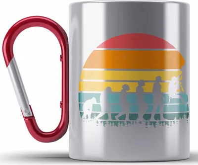 Produktbild von Trendation - Klettern Bergsteigen Geschenk Edelstahl Tasse Karabiner Boulder Geschenkidee Berge Evolution (Rot)