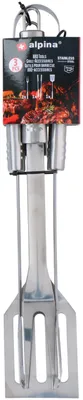 Produktbild von alpina BBQ-Zubehör - Grillbesteck - 3-teiliges Set - Zange. Spatel, Gabel - Rostfreier Stahl