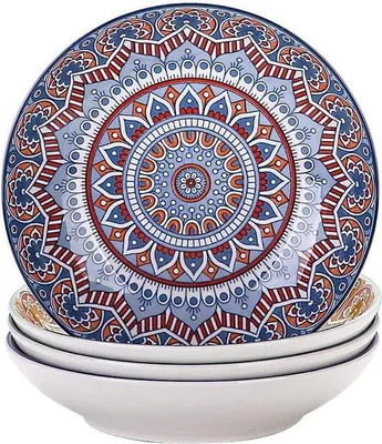 Image de Lot de 4 bols à soupe en porcelaine, 20 cm, 700 ml, style bohème