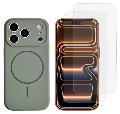 Produktbild von MagSafe Silikon Hülle + 2x Schutzglas für Apple iPhone 18 Pro Max Kameraschutz