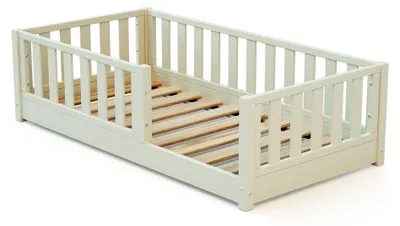 Image de JURABABY - Lit enfant au sol en bois SONHO MINI - 70x140 - Blanc Perle