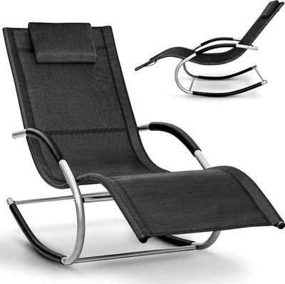 Produktbild von Famanu Liegestuhl Wetterfest | Ergonomisch und Atmungsaktiv | Belastbarkeit 150 kg | Schwarz