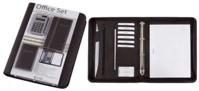 Zdjęcie produktu dla Alassio® 300600 Segregator OFFICE SET - A4, imitacja skóry , czarny