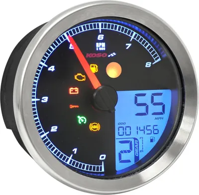 Produktbild von Koso Drehzahlmesser Koso und Tachometer HD-01 digital silberner Rand kompatibel mit Harley Davidson FXDB Dyna Switchback FXDBI EFI Street Bob FXDX Super Glide XL C R Bj. 2004 - 2013