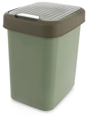 Obrázok produktu pre 12L zelený plastový odpadkový kôš s výklopným vekom