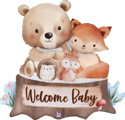 Produktbild von 34" Folienballon Shape Woodland Welcome Baby | 86 cm