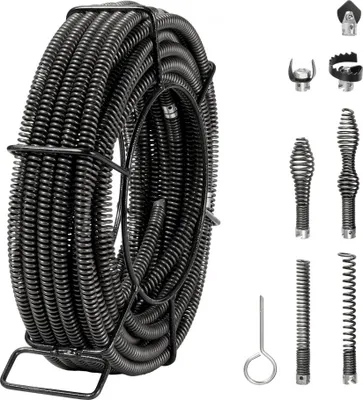 Immagine prodotto di Spirale per la pulizia dei tubi 20 m - Efficiente albero per la pulizia dei tubi - Pulitore di scarichi per ostruzioni - Spirale di alta qualità per tubi