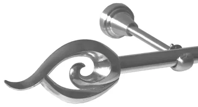 Produktbild von Gardinenstange Set Edelstahl Look Metall Ø 16mm zur Wandbefestigung 1-lauf Modern Flamme , Länge wählbar H14E24