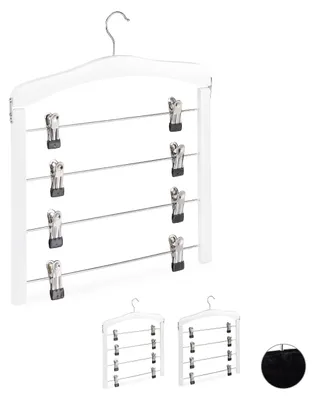 Produktbild von Famanu Kleiderbügel Set von 3 - Platzsparend, drehbare Haken für Hosen & Röcke, Holz, Weiß