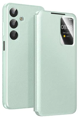 Image de Avizar, étui Smart View avec compartiment pour cartes pour Galaxy A17, vert