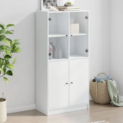 Obrázek produktu pro vidaXL Vysoké desky s dvířky Bílá 68x37x142 cm Materiál na bázi dřeva