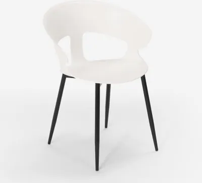 Image de Chaise design moderne en métal et polypropylène pour cuisine bar restaurant Evelyn - Blanc