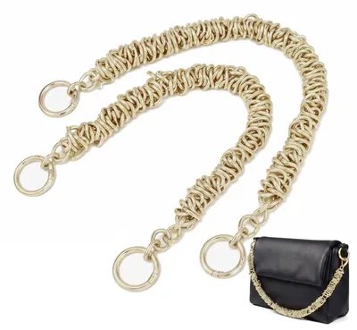 2 kurze Taschenketten, Gold, 37 cm, Metall, für Schultertaschen