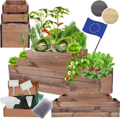 Produktbild von MODO24 Hochbeet Holz, Pflanzkasten, Massivholz, Kiefer, Kräuterbeet, Blumenkasten, Garten, Terrasse, 45x117x30 cm, Braun, ZP09