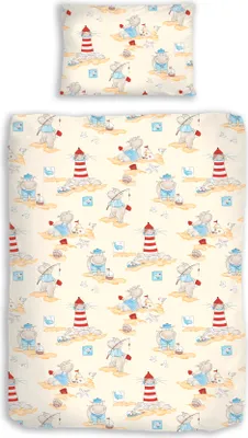 Produktbild von Dobnig Renforcé Kinderbettwäsche 2tlg. 100x135 cm Leuchtturm & Tiere