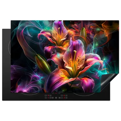 Produktbild von KitchenYeah© Herdabdeckplatte Farben - Blume - Farbenfroh , 76x51cm, Küche Deko, Glaskeramikkochfeld Herdabdeckung, Abdeckplatte fùr Kochfeld