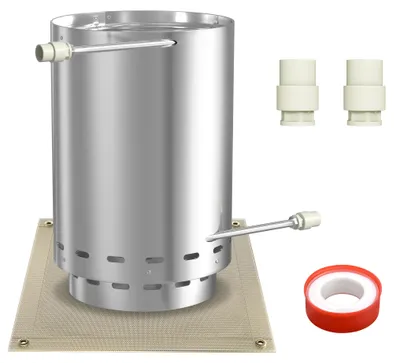 Produktbild von QEENTOE Edelstahl Poolheizung Feuertonne mit Heizspirale, Poolofen für Schwimmbad, Ø32‑38 mm Anschlüsse, integriertes Spiralerohr inkl. Feuerfestmatten, 1 Stück