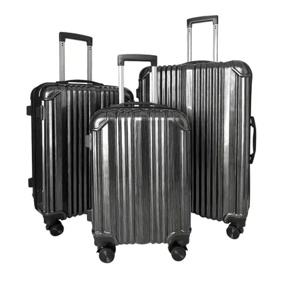 Produktbild von Koffer Suitcase Set, Rollkoffer Handgepäck mit 4 Rollen 360°, ABS Hartschalen, Sicherheitsschloss, Weicher Gummigriff (3er Set, M,L&XL, Schwarz)