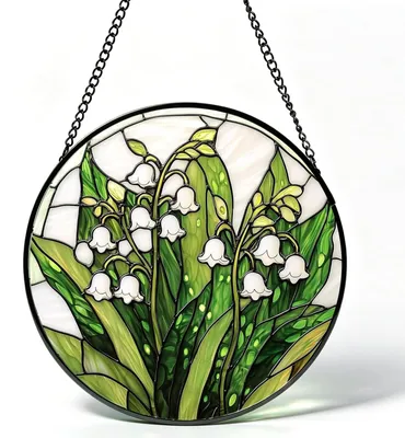 Glas-Sonnenfänger Maiglöckchen, 15 cm, handgefertigt, bunt