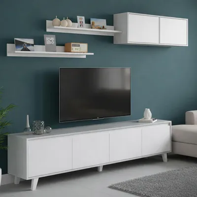 Produktbild von Dmora Wandregal Vergennes 200x41x50h cm Grau 5 Regalböden