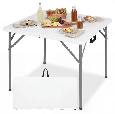 Produktbild von COSTWAY Klapptisch quadratisch 86x85,5cm, Campingtisch klappbar, Gartentisch mit HDPE-Tischplatte & Tragegriff, Balkontisch für 4 Personen, tragbarer Esstisch