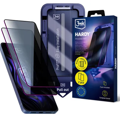 Produktbild von 3mk Privzone 9H Privatisierendes Glas mit Applikator für Samsung Galaxy A57, 2 Stück, Anti-Spy Sichtschutzfilter 28°, Härte 9H