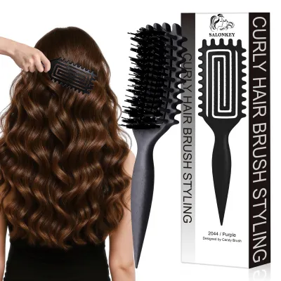 Image de Brosse pour cheveux bouclés, démêlage doux et coiffage sans tirer, manche ergonomique